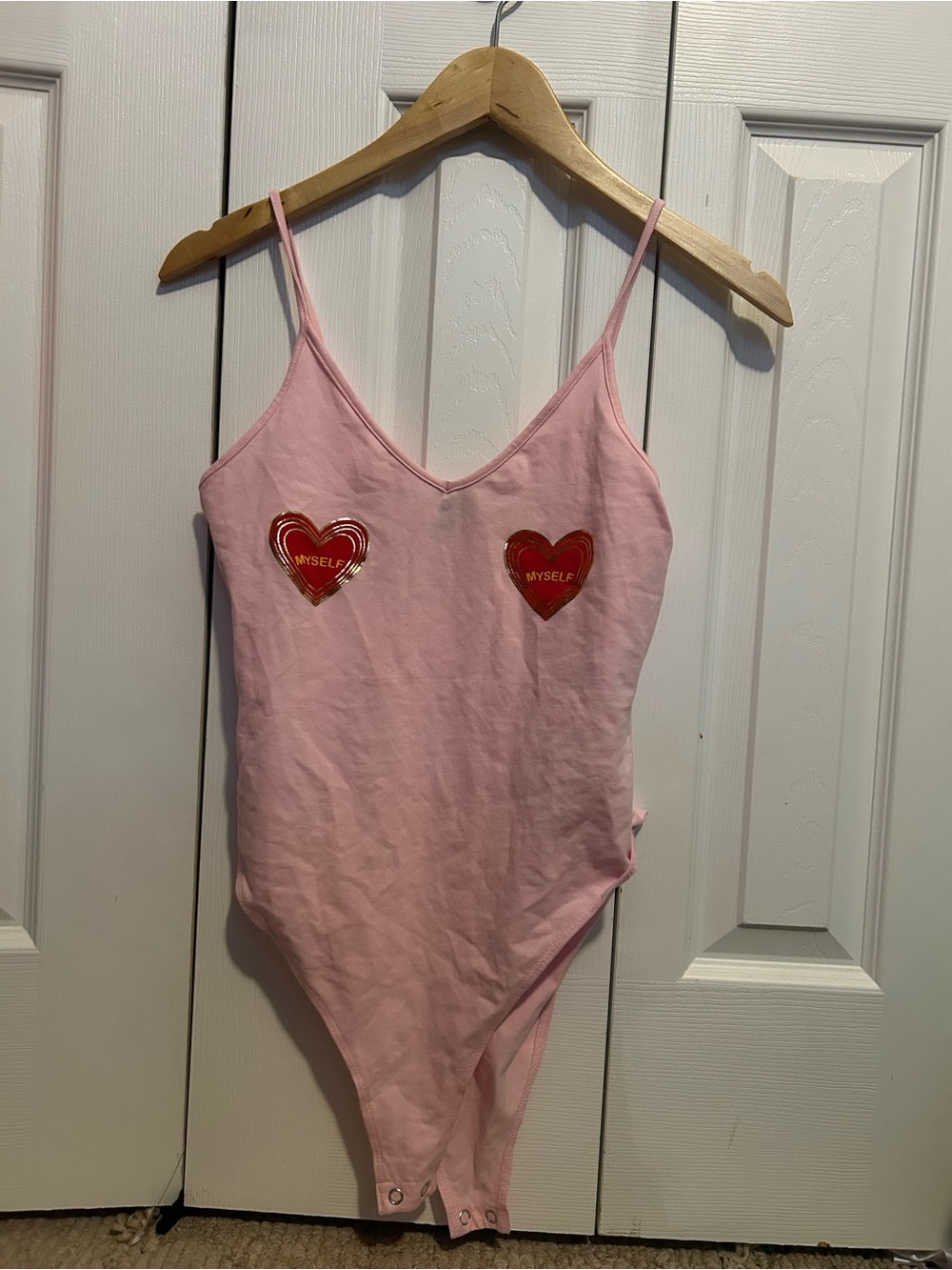 Forever 21 Pink Heart Patch Bodysuit